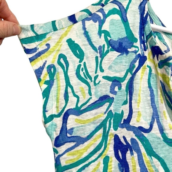 Lilly Pulitzer Linen Duval Dress in Pool Blue Stay Cool Dress Cover-Up Size XXS - Picture 7 of 12